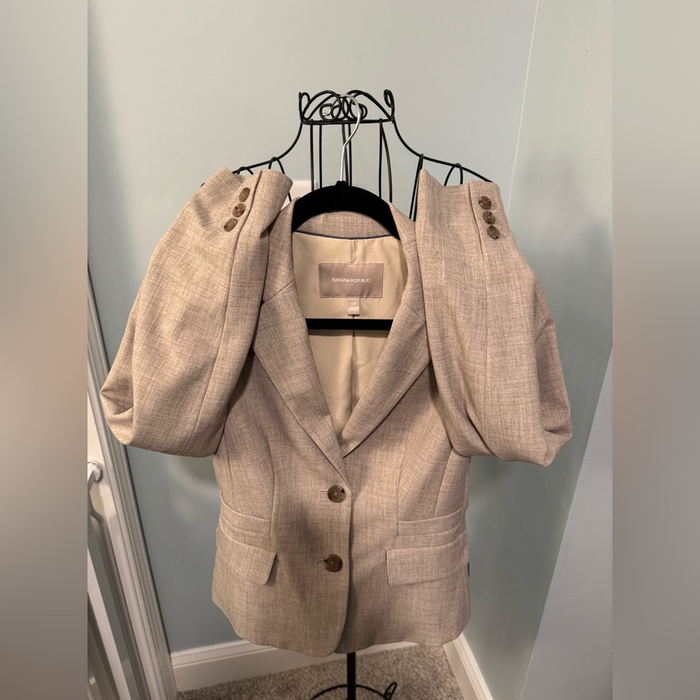 Banana Republic Blazer Light Khaki 0 0P Petite Women’s Washable - Picture 6 of 13